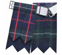 Scottish Kilt Flashes for Men - Traditional Kilt Hose Socks Flash Tartan and Plain with Heavy Buckle Adjusters, Acrylic Wool Garters Pointed - Perfect for Highland Attire (Mackenzie)