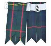 Scottish Kilt Flashes for Men - Traditional Kilt Hose Socks Flash Tartan and Plain with Heavy Buckle Adjusters, Acrylic Wool Garters Pointed - Perfect for Highland Attire (Hunting Stewart)
