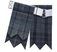 Scottish Kilt Flashes for Men - Traditional Kilt Hose Socks Flash Tartan and Plain with Heavy Buckle Adjusters, Acrylic Wool Garters Pointed - Perfect for Highland Attire (Grey Watch)