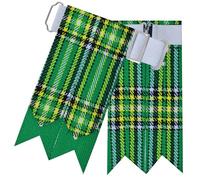 Scottish Kilt Hose Sock Flashes Various Tartan Garter Pointed Acrylic Wool Flash (Irish Green)