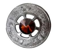 Scottish Kilt & Ladies Sash Brooch 2" Antique Brass - Thistle Fly Plaid, Tartan Shawl & Scarf Pin, Luxury Highland Dress Accessory for Men & Women (Silver - Brown)