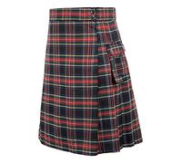Scottish Kilt Men's Tartan Highland Tartan Checked Pleated Skirt Gothi Steampunk Tartan Classic Comfortable Streetwear Individuality Vintage Party Gift, O Red, M