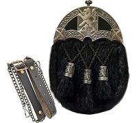 Scottish Kilt Original Black Full Dress Sporran Antique Lion Cantel.8