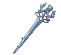 Scottish Kilt Pin, Highland Thistle Sword Pin for Kilts, Chrome Finish, Rust Proof