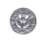 Scottish Kilt Plaid Brooch Thistle Crest Silver Finish Celtic Knot Brooches & Pin Ladies Scarf, Tartan Sash, Shawl 8cm (Thistle Silver Finish)