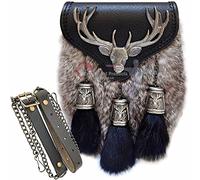 Scottish Kilt Semi Dress Stag Head Metal Badge Sporran Antique Unique Stag Badge.30 (Grey)