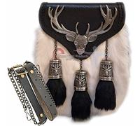 Scottish Kilt Semi Dress Stag Head Metal Badge Sporran Antique Unique Stag Badge.30 (White), L