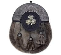 Scottish Kilt Sporrans For Men Full Dress Celtic Sporran With Antique Cantle - Original Leather Sporran & Belt For Men (Shamrock)