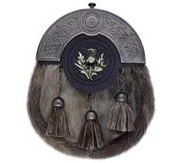 Scottish Kilt Sporrans For Men Full Dress Celtic Sporran With Antique Cantle - Original Leather Sporran & Belt For Men (Thistle Badge)