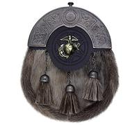 Scottish Kilt Sporrans For Men Full Dress Celtic Sporran With Antique Cantle - Original Leather Sporran & Belt For Men (Us Marine Badge)