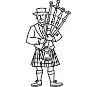 'Scottish Man with Kilt & Bagpipes' Rubber Stamp - Unmounted Design for Crafting & Scrapbooking, A7 (RS00051991)