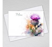 Scottish Menu Cards - Table Decor with a Thistle Design Ideal for Weddings, Burns Night, St Andrews Dinner Party/Write Your Own Menus: Blank Scottish Menu Choice Cards (Pack of 50 with Envelopes)