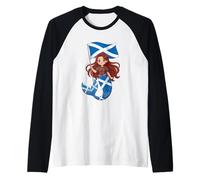 Scottish Mermaid Highland Princess - Cute Scotland Flag Raglan Baseball Tee