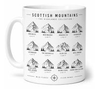 Scottish Mountains Highlands Collection Ceramic Mug, White, Ben Nevis Design, Hiking Gift