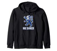 Scottish Nae Worries Heraldic Feline Emblem Zip Hoodie
