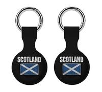 Scottish National Flag Funny GPS Cases Holder with Key Chain Ring Protective Cover Compatible with Airtag 2PCS
