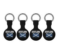 Scottish National Flag Funny GPS Cases Holder with Key Chain Ring Protective Cover Compatible with Airtag 4PCS