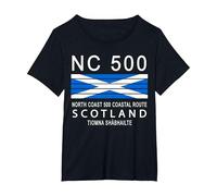 Scottish North Coast 500 Route NC 500 T-Shirt, Women's Plus, Black, 5X
