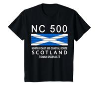 Scottish North Coast 500 Route NC 500 T-Shirt, Youth, Black, 3T