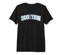 Scottish Patchwork Floral Stripes, Blue Vintage Cottage core Premium T-Shirt