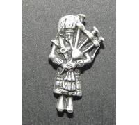 Scottish Piper Bagpipe Player - Badge Hand Made from Solid Pewter in The UK + Free 59 mm Button Badge