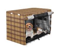 Scottish Plaid Dog Crate Cover Pets Kennel Cover Rollers Shades Brown Yellow 48 Inch