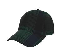 Scottish Plaid Green Blue Tartan Pattern Baseball Cap Unisex Adjustable Baseball Hats for Sports Outdoor, Black, One size