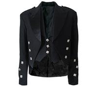 Scottish Prince Charlie Kilt Jacket with Waistcoat - Size 34R Black