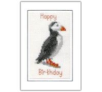 Scottish Puffin - Happy Birthday A6 Greeting Card - 14 Count Cross Stitch Kit