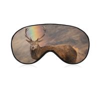 Scottish Red Deer Stag and Rainbow Sleep Eye Mask Sleeping Light Blocking Cover Night Blindfold for Travel Nap