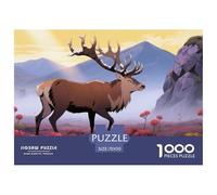 Scottish Red Deer Wooden Jigsaw Puzzle Waterproof 1000 Piece Puzzles for Adults Challenging And Brainteasing Home Decoration