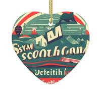 Scottish Retro Pattern Print Christmas Ornaments, Ceramic Hanging Ornament, Xmas Tree Decoration, Holiday Home Decor