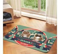 Scottish Retro Pattern Print Pet Food Bowl Mat,Feeding Mat,Washable Feeding Mats For Dogs And Cats