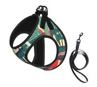 Scottish Retro Pattern Print Pet Leash Vest,Breathable Mesh Pet Harness, Reflective For Small Medium Dogs Safe Easy Walking