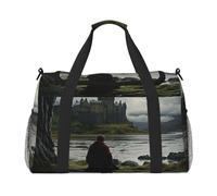 Scottish retro print Carry on Luggage for Women Men Shoulder Weekender Crossbody Bag for Yoga Travel Must Haves, Black, One Size