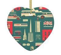 Scottish Retro Print Christmas Ornaments, Ceramic Hanging Ornament, Xmas Tree Decoration, Holiday Home Decor