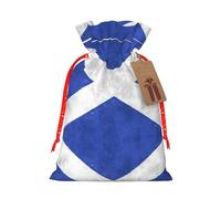 Scottish Retro Print Holiday Burlap Gift Bag With Drawstring, Small Party Favor Pouches For Christmas Gifting-S Size