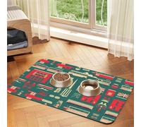 Scottish Retro Print Pet Food Bowl Mat,Feeding Mat,Washable Feeding Mats For Dogs And Cats