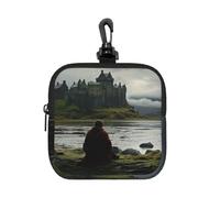 Scottish Retro Print Small Waterproof Storage Bag For Purse, Square Mini Cosmetic Pouch, Durable And Lightweight