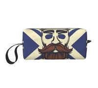Scottish Retro Printing Makeup Bag for Women Girl Portable Travel Cosmetic Bag Makeup Pouch Organizer with Handle
