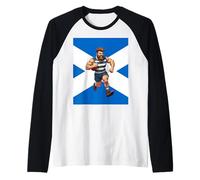 Scottish Saltire and Rugby Runner Raglan Baseball Tee