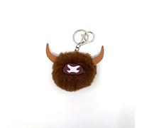 Scottish Saltire Multi Keyring Keychain Scotland Bag Charm (Highland Cow Pom Pom)