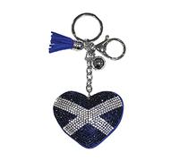 Scottish Saltire Multi Keyring Keychain Scotland Bag Charm (Saltire Heart Diamante)