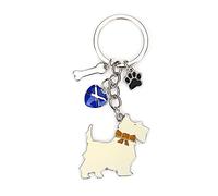 Scottish Saltire Multi Keyring Keychain Scotland Bag Charm (Scottie Dog with Heart, Paw & Bone)