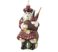 Scottish Santa With Bagpipes Glass Christmas Tree Decoration 16 X 7 Cm - Heaven Sends Christmas