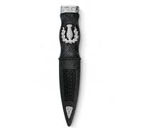 Scottish Sgian Dubh Dummy Costume Accessory for Highland Kilt Dress, Black Thistle - Chrome Finish, Default