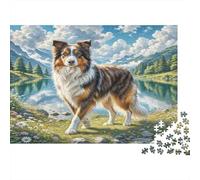 Scottish Shepherd Dog Sturdy Paper Shar Pei in Grassy Field with Sheep Jigsaw Puzzle Stress Relief Birthday Gift 70x50cm/1000pcs