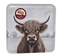 Scottish Shortbread Biscuit Gift Tin Decorative Winter Design Assorted Butter Flavoured Cookies Traditional Recipe Crunchy Texture Ready to Serve Snack Box (Cow)