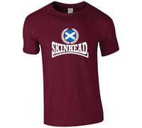 Scottish Skinhead Large Logo Men's T-Shirt - Scotland Flag Skin Head T Shirt (UK, Alpha, XXL, Regular, Regular, Maroon)