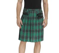 Scottish Skirt Men's Short Baggy Comfortable Kilt Classic Traditional Pleated Skirt Scotland Rock Gothic Scottish Pocket Skirts Punk Medieval Party Classic Kilt, O Green, L